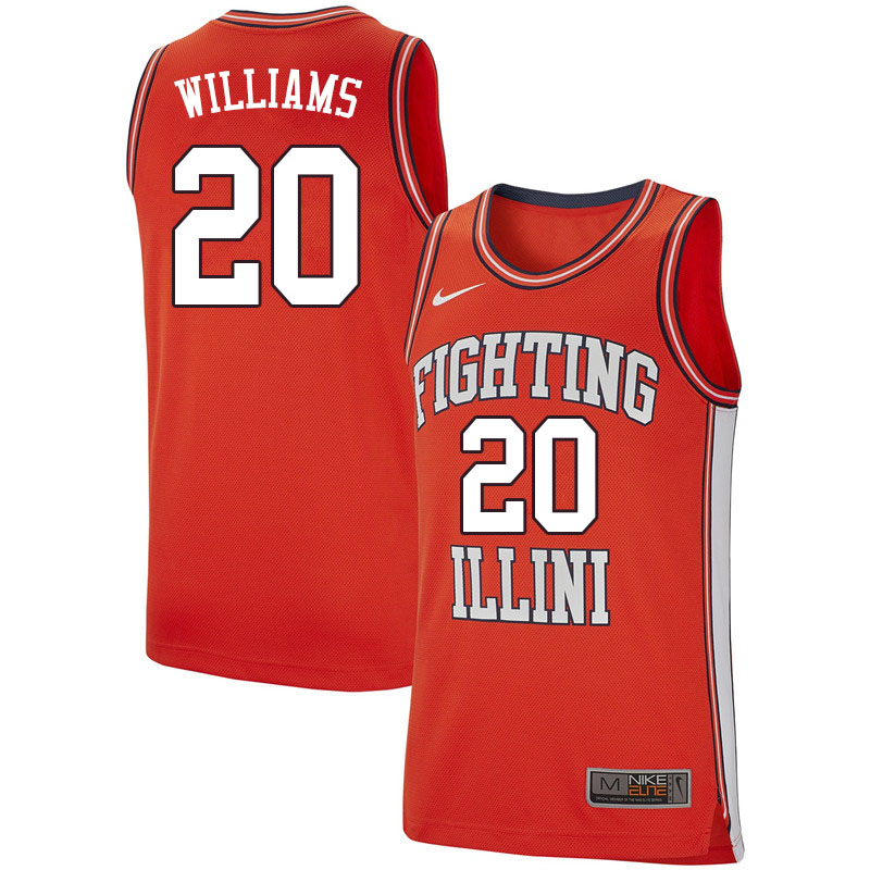 Men #20 Da'Monte Williams Illinois Fighting Illini College Basketball Jerseys Sale-Retro